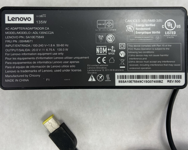 Lenovo 135W Charger ADL135NCC2A Power Adapter 20V 6.75A