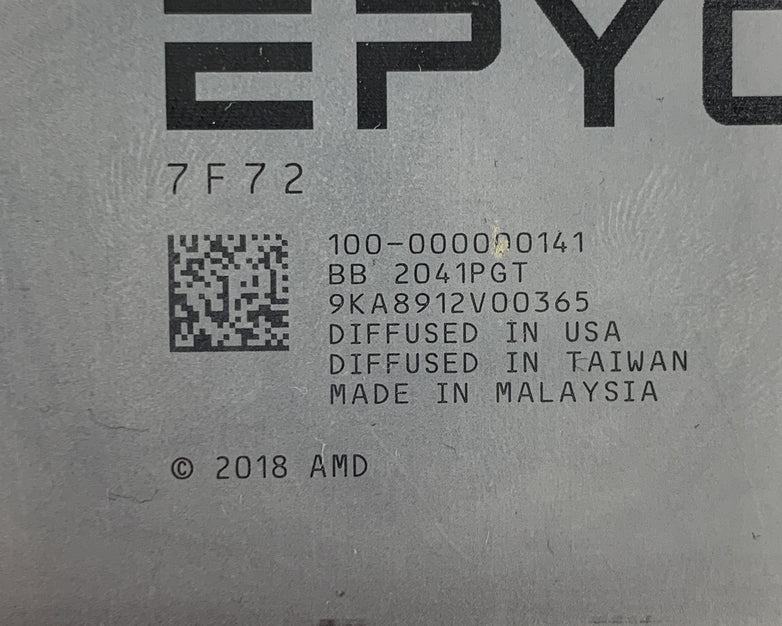 AMD EPYC 7F72 16 Cores 32 Threads Up to 3.9 GHZ 240W CPU Processor
