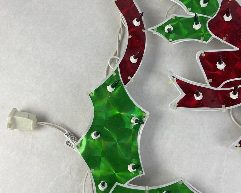 Celebrations 48" Holographic Holly With Bow Lighted Sign - Tested