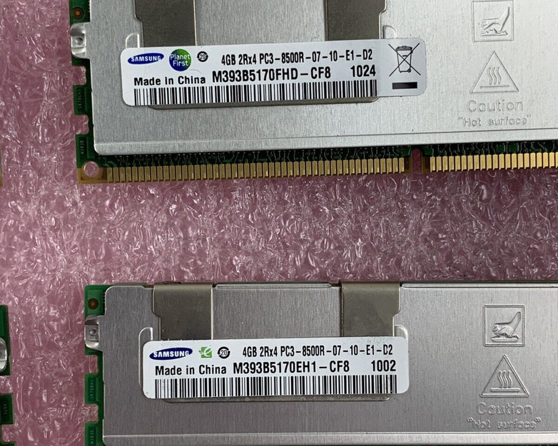 Samsung M393B5170FHD-CF8 4 GB 1067MHz ECC DDR3 Server RAM Module 2Rx4 Lot of 4x