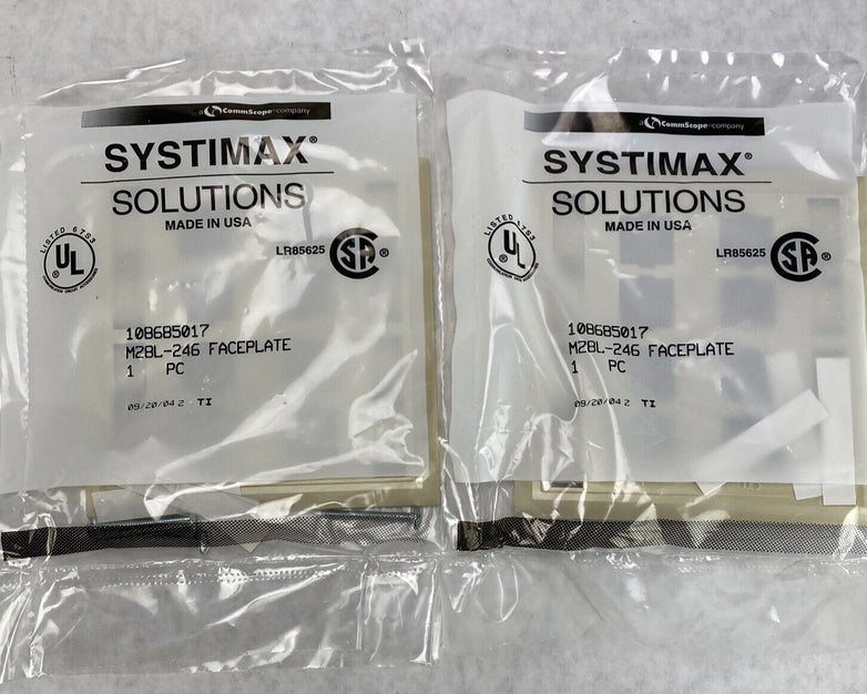 Lot( 2 ) Systimax 108685017 L Type M28L-246 8-Port Flush Mounted Faceplate Ivory