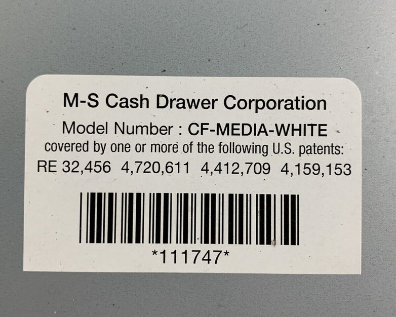 M-S Cash Drawer CF-MEDIA-WHITE Corporation Electronic Cash Drawer No #010 Key