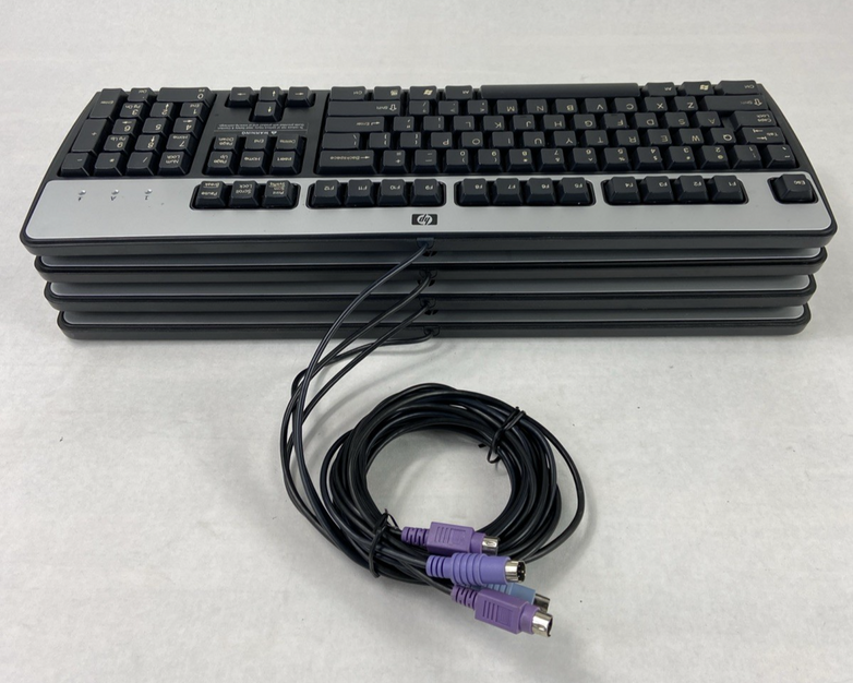 Lot of 4 (Four) Hewlett Packard HP KB-0316 | SK-2880 Black/Silver PS/2