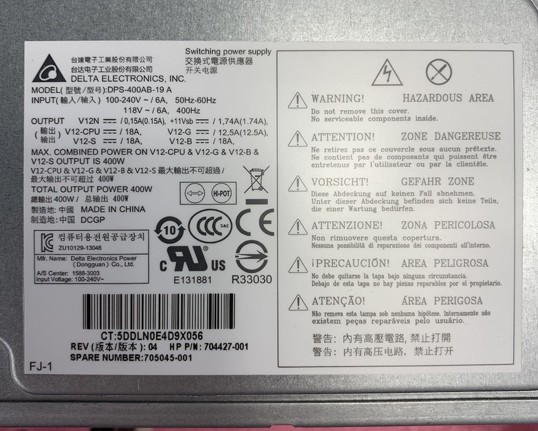 Delta Electronics DPS-400AB-19 A 400W Switching Power Supply
