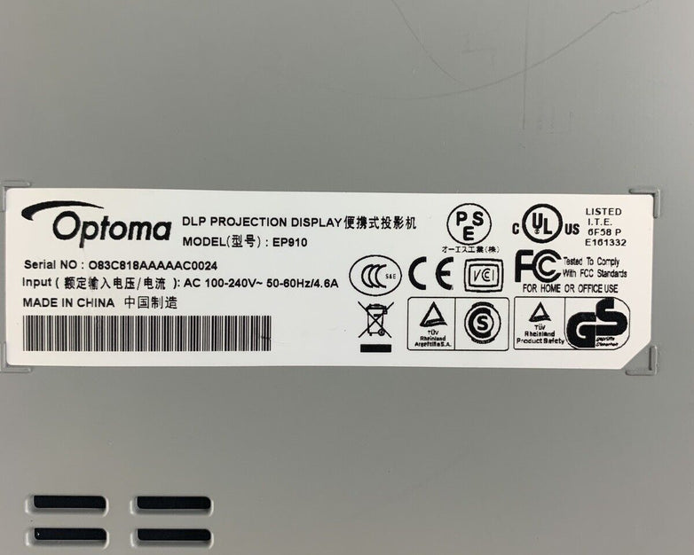 Optoma EP910 HD 720P 1400x1050 Resolution DLP Projector 3500 Lumens Tested