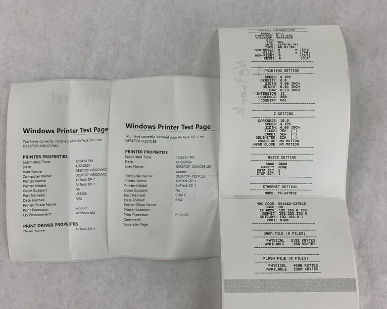 AirTrack DP-1 Thermal Transfer Direct Thermal Desktop Printer Tested No PS