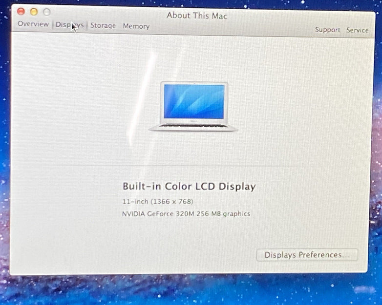 Apple MacBook Air A1370 2010 11" 1.4GHz Core 2 Duo 4GB RAM 60GB SSD os10.7.5