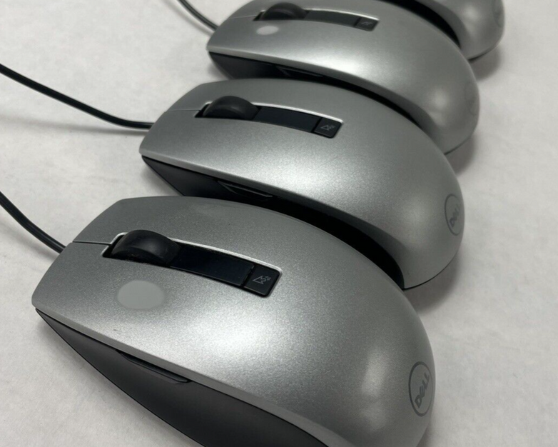 Dell M-UAV-DEL8 Silver USB Optical Scroll Mouse with 6 Buttons 4K93W Lot of 4