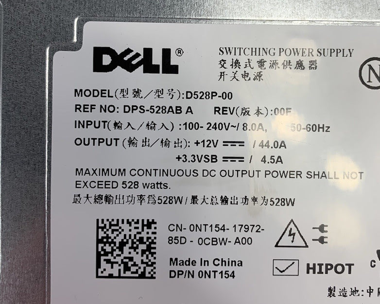 Dell PowerEdge D528P-00 530W Switching Power Supply