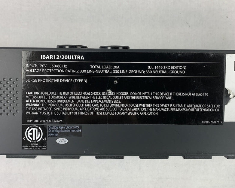 Tripp Lite IBAR12/20ULTRA 12 Outlet Rackmount Surge Protector