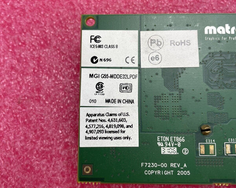MATROX F7230-00 Rev-A PCI-Express DVI Graphics Card G55-MDDE32LPDF