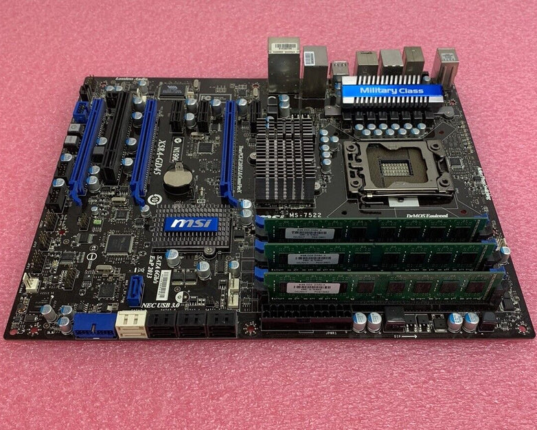 MSI X58A-GD45 Motherboard Intel 2.8GHz 16GB RAM w/Shield No CPU