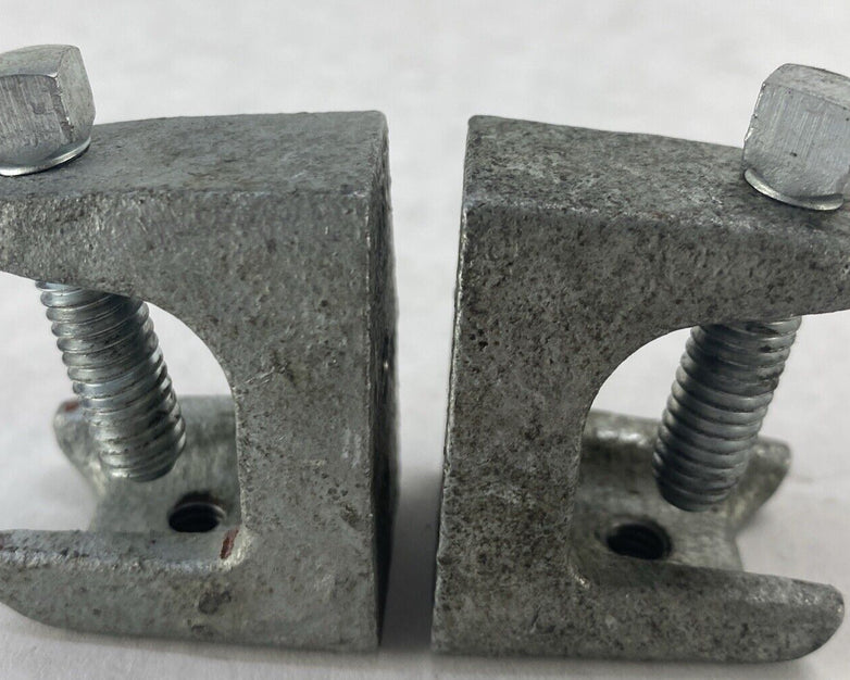 Lot( 2 ) Steel Beam Clamps 0.75 inch U Trough with 3/8" Mount Hole