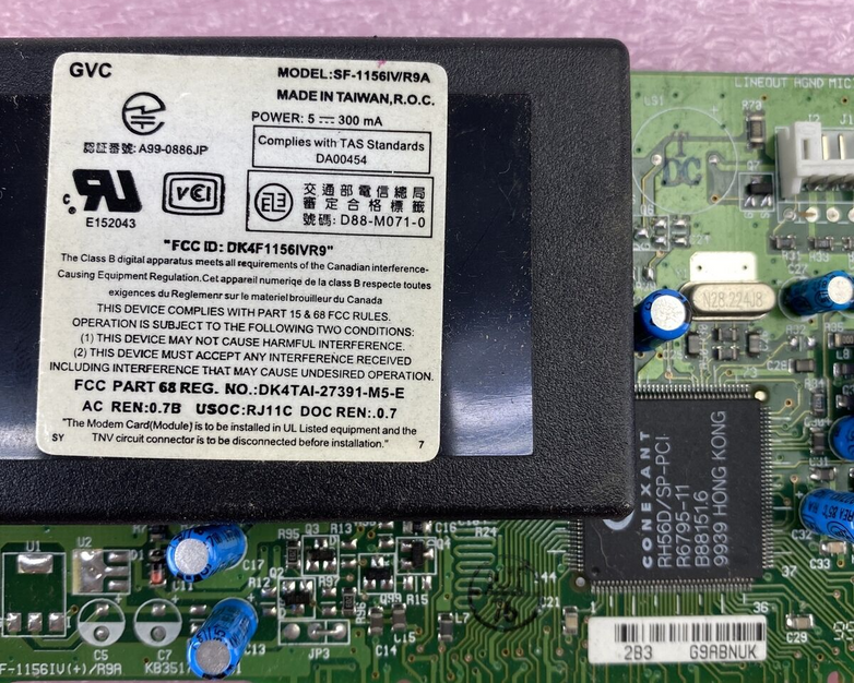 Gateway 6001260 SF-1156IV/R9A dialup faxmodem KB357 DK4F1156IVR9 Lot of 2