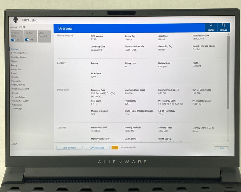 Alienware M16 R1 Core i9-13900HX 1.48 GHz 16 GB RAM RTX 4070 16" No HDD No OS