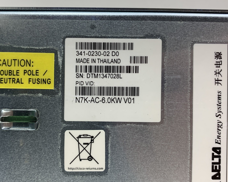 Cisco 341-0230-02 N7K-AC-6.0KW Delta ECD17020001 Nexus 7000 6000W Power Supply