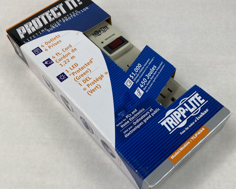 Tripp-Lite TLP404 4-Outlet 390J Surge Protector 4ft Power Strip