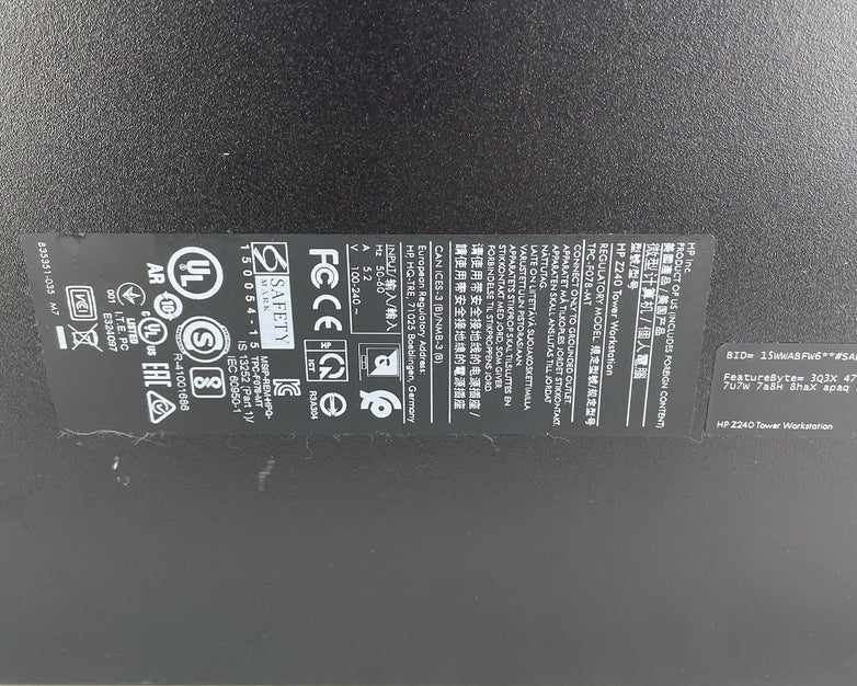 HP Z240 Workstation MT 3.40GHz Core i7-6700 16GB DDR4 DVD-RW No HDD No OS