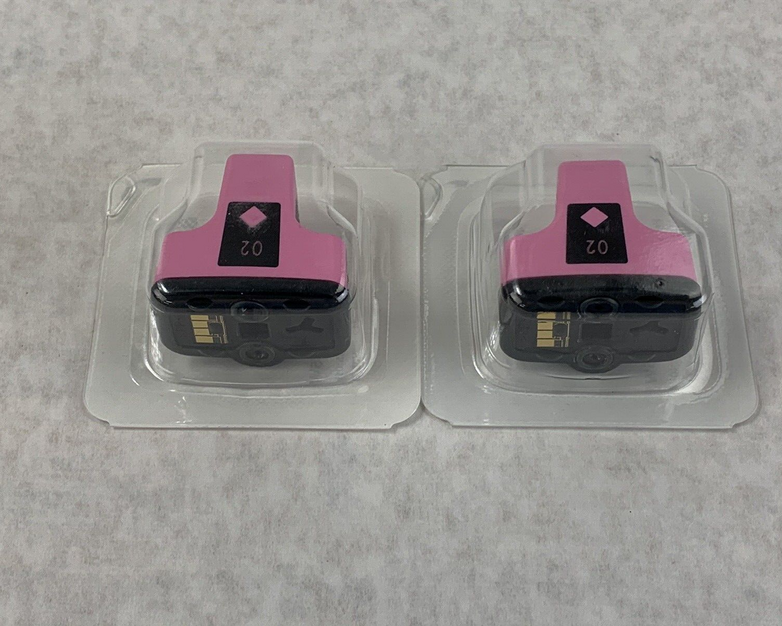 Lot(2) HP PhotoSmart Light Magenta Pink 02 Ink Cartridge NIB Genuine C8775W