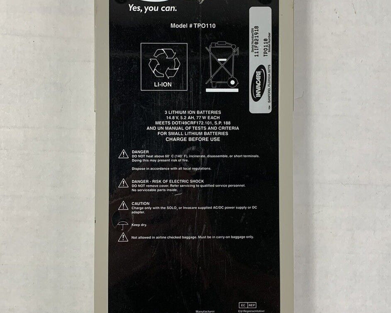 Invacare TPO110 Battery Pack SOLO2 Replacement Batteries Pack 1156904 C