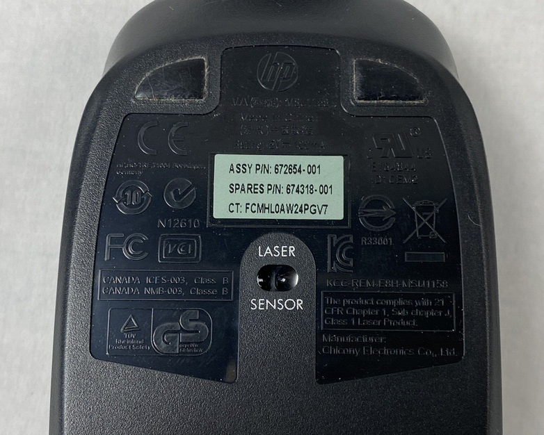 Lot of 4 HP 672652-001 USB 2 Button Optical Mouse Black Tested