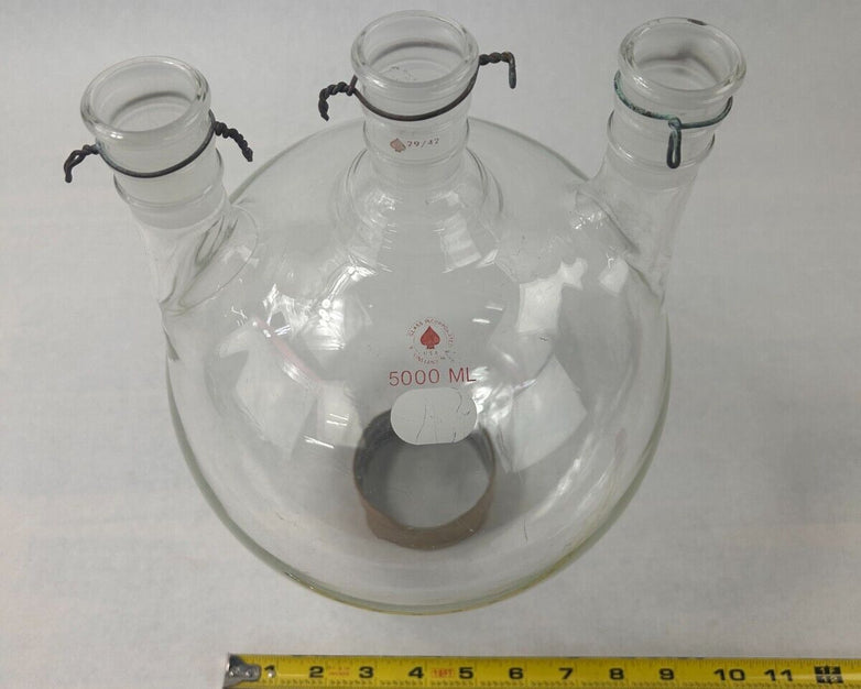 ACE Glass 5000mL 3-Neck Vertical Round Reaction Flask 29/42 Joints