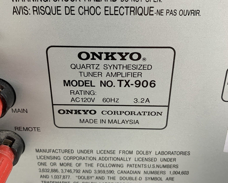 Onkyo TX-906 Quartz Synthesized Tuner Amplifier Stereo Receiver