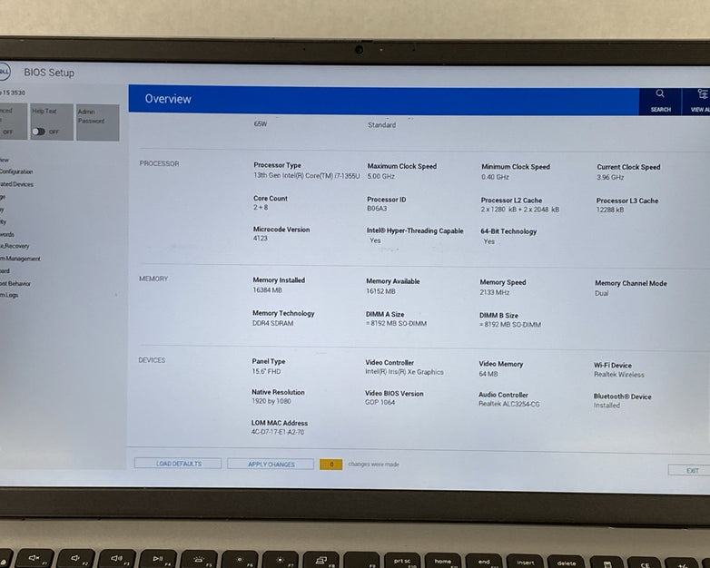 Dell Vostro 15 3530 Intel Core i7-1355U 1.77 GHz 16 GB RAM 15.6" No HDD No OS