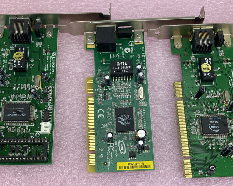 Lot of 3 various Ethernet 100Mbs LAN PCI cards DGE-530T LNE100TX PCB-E570-AA5
