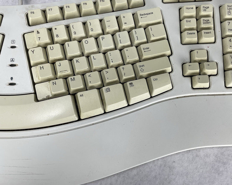 Vintage Microsoft Natural Keyboard Elite White Cream Ergonomic Keyboard