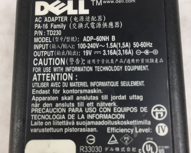 Dell Laptop Charger AC Adapter Power Supply ADP-60NH B PA-16 60W