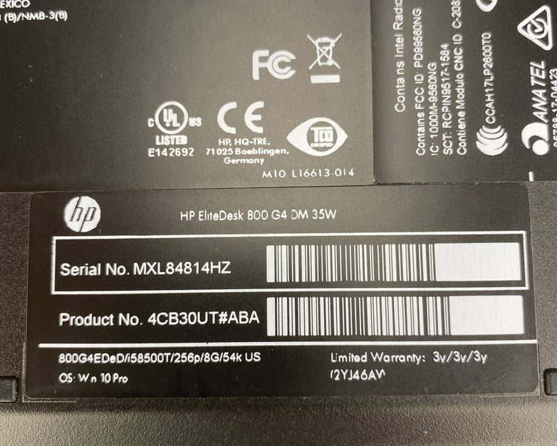 HP EliteDesk 800 G4 DM 35W Six Core i5-8500T 2.10GHz 1x8GB RAM WiFi No AC HDD OS