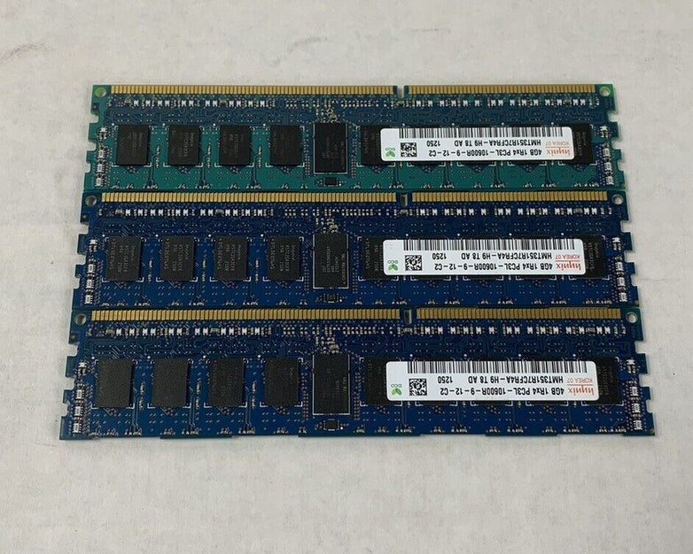 Hynix 12GB Kit 3x4GB 1Rx4 PC3L-10600R-9-12-C2 HMT351R7CFR4A-H9 T8 AD Server Ram