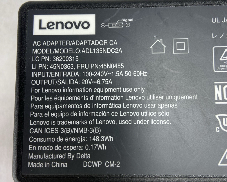 Lenovo 135W Charger ADL135NDC2A Power Adapter 20V 6.75A