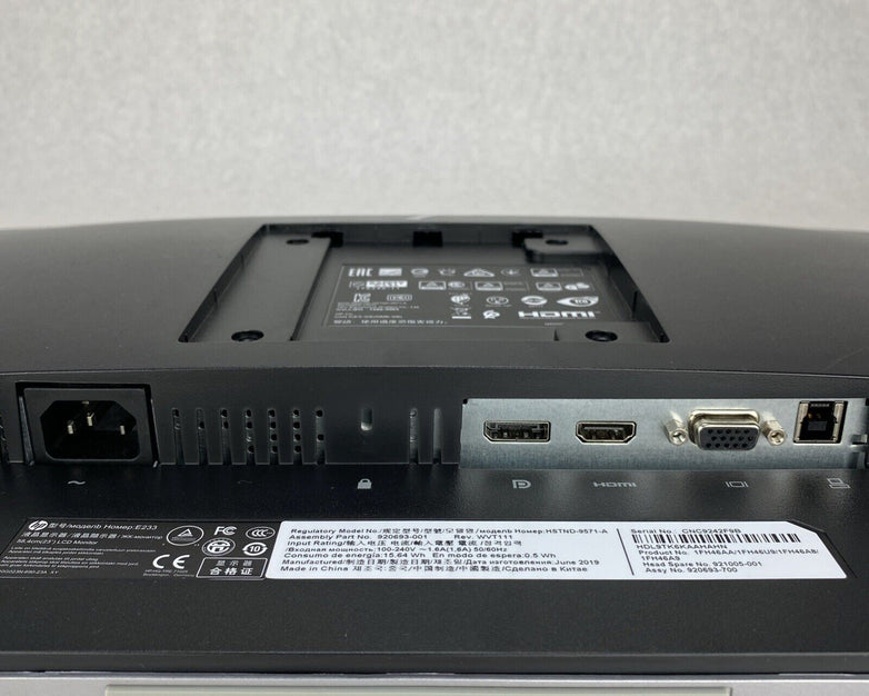 HP E233 23" FHD LED Backlit Monitor HDMI DP VGA No Stand Grade B Lot Of 2