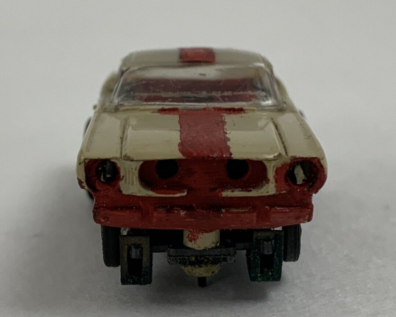 Aurora Thunderjet HO Slot Car Ford Mustang White With Red Stripe Untested