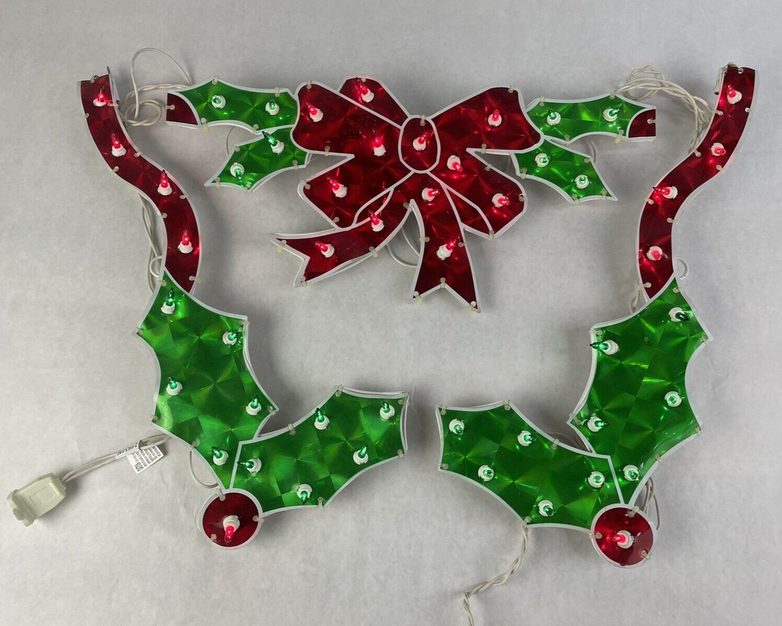 Celebrations 48" Holographic Holly With Bow Lighted Sign - Tested