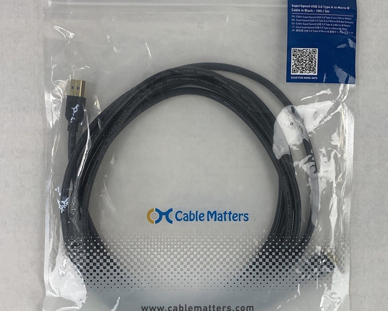 CableMatters 900009-Black-10 Superspeed USB 3.0 Type A to Micro B 10ft Cable