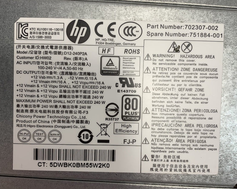 HP ProDesk D12-240P2A 240W Power Supply
