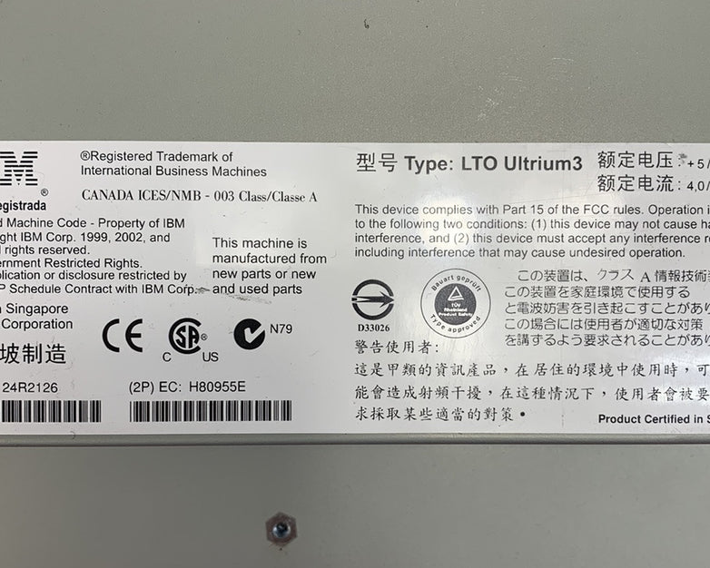 IBM LTO Ultrium3 Tape Drive 24R2126