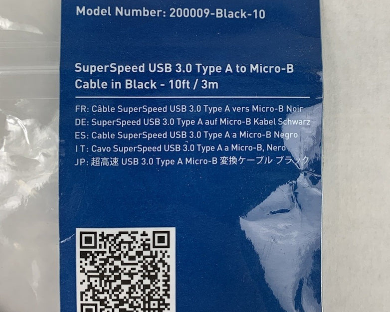 CableMatters 900009-Black-10 Superspeed USB 3.0 Type A to Micro B 10ft Cable