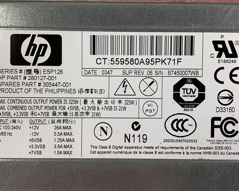 HP ESP128 325W Modular Power Supply (Lot of 2)