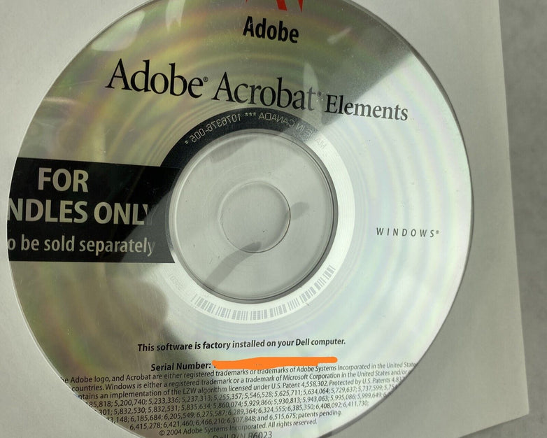 Adobe Acrobat Elements 2004 Recovery Replacement Software for Dell R6023 0C6554