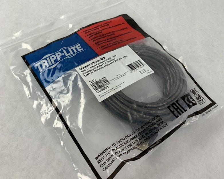New Tripp Lite U026-025 7.62m USB A Male Female Black USB cable