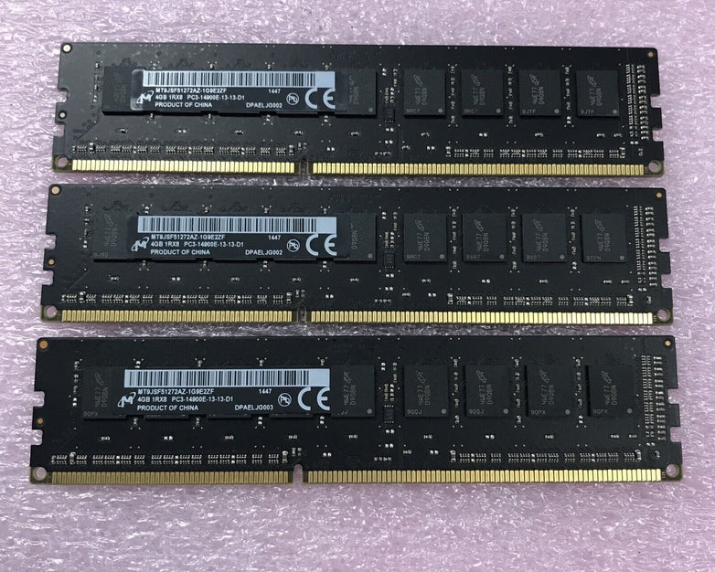 Micron 12GB Kit 3x4GB 1Rx8 PC3-14900E-13-13-D1 Ram MT9JSF51272AZ-1G9E2ZF