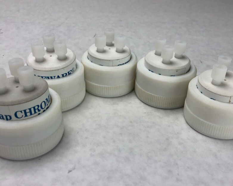 Lot of 5 LabGlass Biotech Three Hole Cap Chromeware