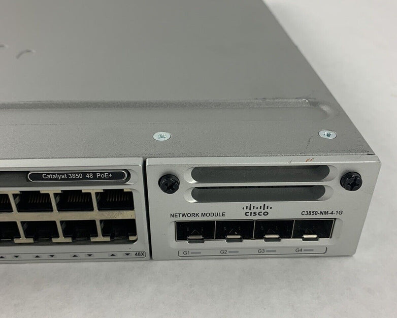 Cisco Catalyst WS-C3850-48PW-S 48 Port Ethernet Switch W/ C3850-NM-4-1G Module