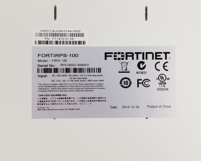 Fortinet FortiRPS 100 FRPS-100 Uninterruptible Power Supply - Tested