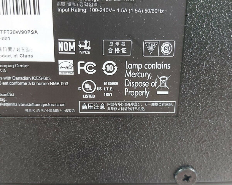 HP Compaq S2022a 20" LCD Monitor WM768A Grade C Pwr Cord Included