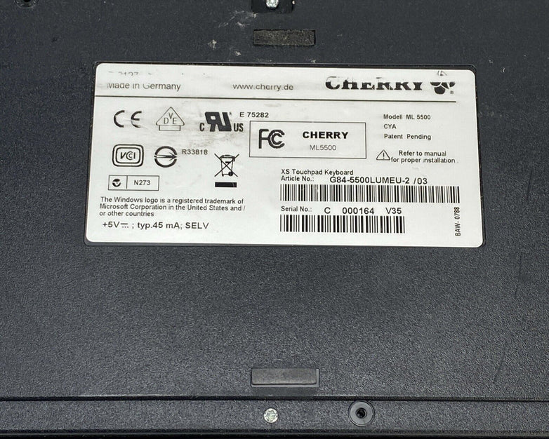 Cherry G84-5500 XS Touchpad Keyboard USB Black ML 5500 D-91275
